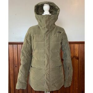 The‎ North Face Womens Heavenly Down Jacket Burnt Olive Green Hooded Warm Small